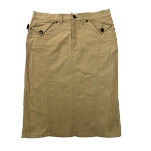 Moschino Denim Jean Knee Skirt Women's Size 6 Khaki Beige